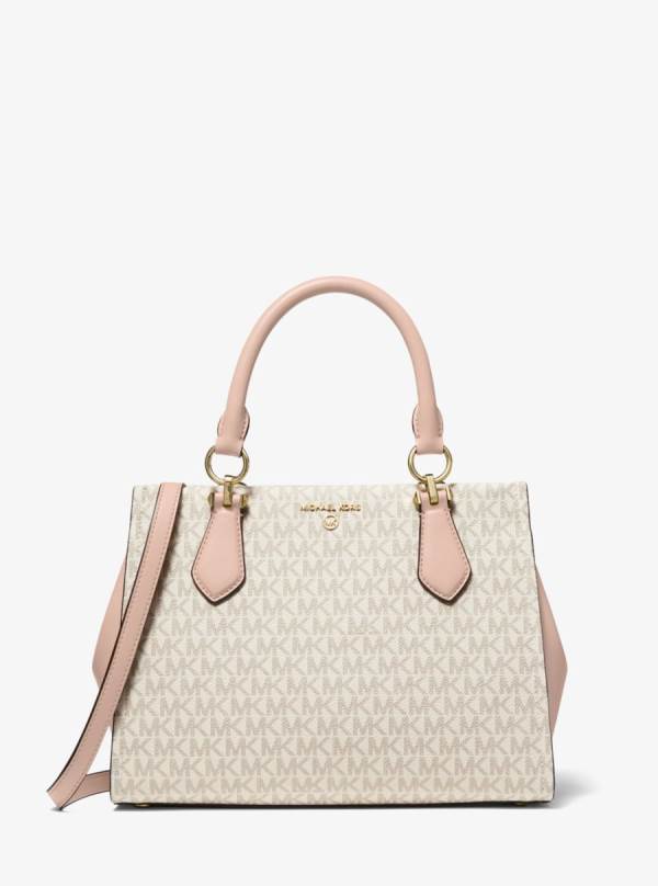 Damske Satchel Taske Michael Kors Marilyn Medium Logo Ruzove - Kabelky Michael Kors Outlet | UPVQO-9724